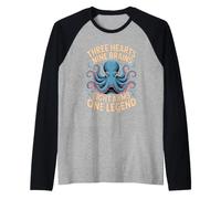 Three Hearts Nine Brains Eight Arms One Octopus Cephalopod Raglan Baseball Tee