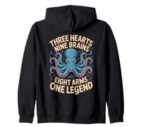 Three Hearts Nine Brains Eight Arms One Octopus Cephalopod Zip Hoodie