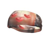 Three Hearts Pattern Sports Sweatband Headscarf Head Bands For Women Men Suitable For Running Yoga Fitness Football