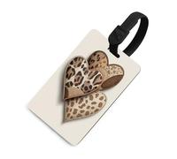 Three Hearts with Leopard Print Patchwork Style Luggage Tag Travel Bag Suitcase Baggage Name Tags
