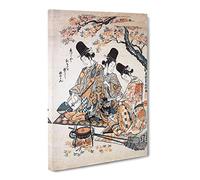 Three Heating Sake By Okumura Masanobu Canvas Print | Gallery Wrapped 30mm Frame Wall Art | 24x16 inches | Ready to Hang | Asian Picture | Living Room Bedroom Lounge Office