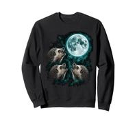 Three Hedgehogs Under the Moon Mystic Forest Wildlife Art Sweatshirt
