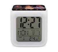 Three Hens Rooster Glasses 7 Colors Changing Alarm Clock Digital Alarm Clock Bedside Clock for Home Bedroom