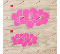 Three Hibiscus Flowers Hawaiian Decal Vinyl Sticker - 2 Pack Hot Pink, 10.2cm, 15.2cm - Hawaii Aloha Style B for Car Boat Laptop