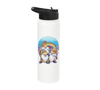 Three Hippie Gnomes Peace Gnome Rainbow LGBTQ Pride Queer Stainless Steel Insulated Water Bottle