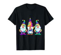 Three Hippie Gnomes Tie Dye Retro Vintage Hat Peace Gnome T-Shirt