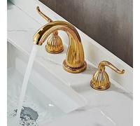 Three-Hole Faucet hot and Cold Basin European Toilet Split Bathroom Cabinet Three-Piece Set Antique Black, Gold Without Crystal