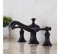 Three-Hole Faucet Hot and Cold washbasin Basin Faucet Full Copper Split Three-Piece Set with Black Antique fine Thread Clause