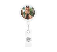 Three Horses Black, Retractable Badge Holder,Badge Reels Holder with ID Clip Alligator Clip