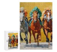 Three Horses Race Wooden Jigsaw Puzzles for Adults