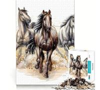 Three Horses Run 1000 Piece Jigsaws for Adults Puzzle Intellect Toy Relaxing Fun Quality Cut Fine Art Piece (38x26cm)