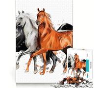 Three Horses Run 1000 Piece Jigsaws for Teenagers Puzzle Wise Think Toy Simple Fun Tight Cut Santa Wish Pick (38x26cm)