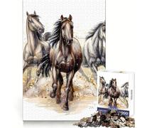 Three Horses Run 1000 Teenager Pieces Jigsaw Puzzle Mind Exercise Toy Bonding Time Precision Cut Art Collection Piece (50x75cm)