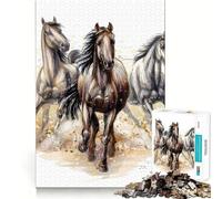 Three Horses Run 1000 Teenager Pieces Jigsaw Puzzle Mind Exercise Toy Bonding Time Precision Cut Art Collection Piece (50x75cm)