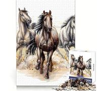 Three Horses Run Jigsaw Puzzles for Teenagers 1000 Pieces Logic Sense Toy Calm Fun Smooth Edge Birthday Gift (38x52cm)