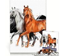Three Horses Run Puzzles for Teenagers 1000 Pieces Think Smart Toy Soothing Play Smooth Cut Amazing Present (38x52cm)
