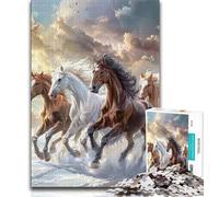 Three Horses Running 1000 Piece Jigsaw Puzzle for Adults And Teenagers,Educational Games Wall Decoration Unique Birthday And Xmas Gifts (50x75cm)