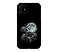 Three Howling Baboons Under Full Moon Wildlife Scene Case for iPhone 11