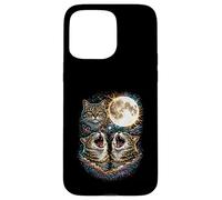 Three Howling Cats 3 Head Under A Full Moon Cosmic Men Women Case for iPhone 15 Pro Max