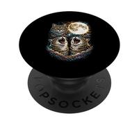 Three Howling Cats 3 Head Under A Full Moon Cosmic Men Women PopSockets Adhesive PopGrip