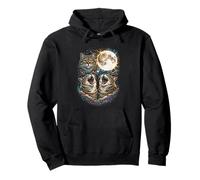 Three Howling Cats 3 Head Under A Full Moon Cosmic Men Women Pullover Hoodie