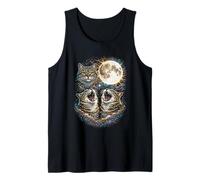 Three Howling Cats 3 Head Under A Full Moon Cosmic Men Women Tank Top