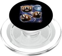 Three Howling Red Pandas Moon 3 Red Panda Funny Cursed Meme PopSockets PopGrip for MagSafe