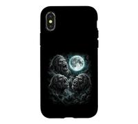 Three Howling Sasquatches Beneath Full Moon Case for iPhone X/XS