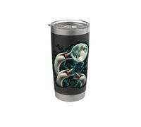 Three Howling Swans Under Moon Lunar Wildlife Stainless Steel Insulated Tumbler