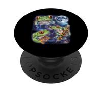 Three Howling Tree Frog Moon 3 Tree Frogs Funny Cursed Meme PopSockets Adhesive PopGrip