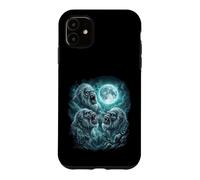 Three Howling Yetis Under Moonlit Wilderness Case for iPhone 11