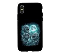 Three Howling Yetis Under Moonlit Wilderness Case for iPhone X/XS