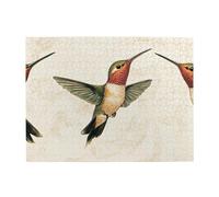 Three Hummingbirds Wooden Puzzle 500 Piece Jigsaw Puzzle for Adults Challenging Puzzle for Game Size 15"x20.4"