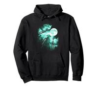 Three Hunting gun howling at the moon tie dye green Pullover Hoodie