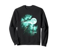 Three Hunting gun howling at the moon tie dye green Sweatshirt