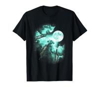 Three Hunting Gun Howling at The Moon tie dye Green T-Shirt