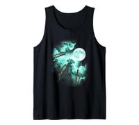 Three Hunting Gun Howling at The Moon tie dye Green Tank Top