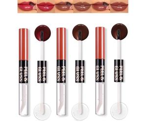 Three Hydrating Lip Gloss Shades Set - Berry Red, Chocolate Brown, Nude Brown Glossy Tints with Non-Sticky, Transfer-Proof Formula for Smooth Application, Long-Lasting Wear, and Everyday Lip Colour