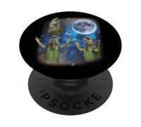 Three Iguanas Howling At The Moon Weird Meme Iguana PopSockets Adhesive PopGrip