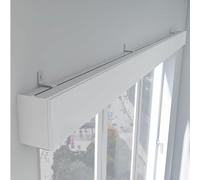 Three-in-One Adjustable Metal Curtain Track System with Valance, 9.8ft White Rails, Ceiling/Walls Mount, Customizable for Living Room & Bedroom Decor