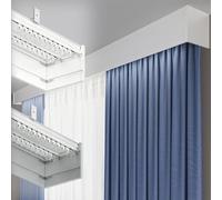 Three-in-One Aluminium Curtain Pelmet Box - Silent Double Rails Cornice Board Curtain Track System for Window Treatment, Ceiling or Wall Mount (White, 3.3-26.2 Ft, 17.1 Ft)