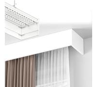 Three-in-One Aluminum Curtain Pelmet Box with Double Tracks, 3.3-26.2 Ft Adjustable Ceiling-Mount Cornice Board, Silent Curtain Rail for Window Treatment (White, 20ft)