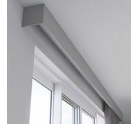 Three-in-One Curtain Rail Track with Valance - Metal Ceiling/Wall Mount Customizable Length for Living Room & Bedroom Gray r 1.6m (5.25ft)