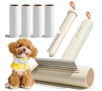 Three in one pet care tool with long and short teeth, cat brush, detangling comb and lint roller, 4 rolls, refill pack with 160 pieces, suitable for clothes, dogs, cat hair
