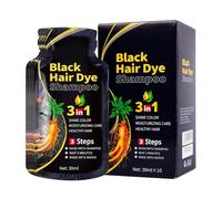 Three-in-one shampoo, instant shampoo, unisex hair dye, 10 portable packages with a total of 300ml. (Black)