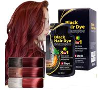 Three-in-one shampoo, instant shampoo, unisex hair dye, 10 portable packages with a total of 300ml. (Deep Wine Red)