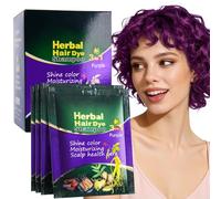 Three-in-one Unisex Hair Dye Shampoo, Natural Herbal Hair Colour, Covers Grey Hair, Long Lasting Colour, Ready to Use, Practical Pack of 10, 300 ml (Purple)