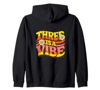 Three Is A Vibe Retro 70s Groovy Daisy 3rd Birthday Zip Hoodie