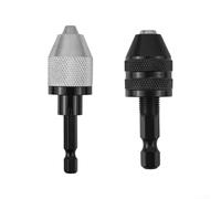Three Jaw Keyless Drill Chuck with Quick Change Hex Shank for 0.3-6.5mm and 0.3-3.4mm Drill Bits Works with 1/4 Inch Drill Drivers