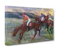 Three Jockeys By Edgar Degas Canvas Print | Gallery Wrapped 30mm Frame Wall Art | 24x16 inches | Ready to Hang | Impressionist Picture | Living Room Bedroom Lounge Office